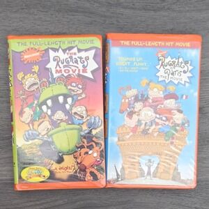 Vintage Rugrats Movie & Rugrats in Paris VHS Lot Orange Tapes Nickelodeon